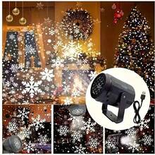 USB Powered Christmas Projection Light String With Snowman & Snowflake LED Fairy Landscape Spotlight - Dimmable, Remote Control, Geometric Patterns For Indoor/Outdoor Holiday Decor, Christmas, New Year, Wedding And Party, Christmas Decoration, Holiday Lighting, Durable Plastic, Remote Lighting, Table Lamp, Lighting Fixture, Battery Powered Light