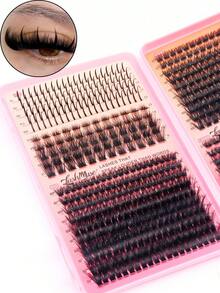 2040PCS/1360PCS/680PCS 80D+100D+120DD Curl Individual False Eyelash Extensions, D/DD-Curl, 0.39-0.63 Inch Length, Thick, Fluffy & Voluminous, Cat Eye & Cluster Style, Segmented Design, Reusable, Fluffy Lashes, Dramatic Lashes, Volume Lashes, Perfect For DIY Makeup, Beginner-Friendly, Great For Halloween, Christmas, New Year's, Beauty & Health, Personal Care, Festive Glam Beauty Lash Clusters - Black - View 5