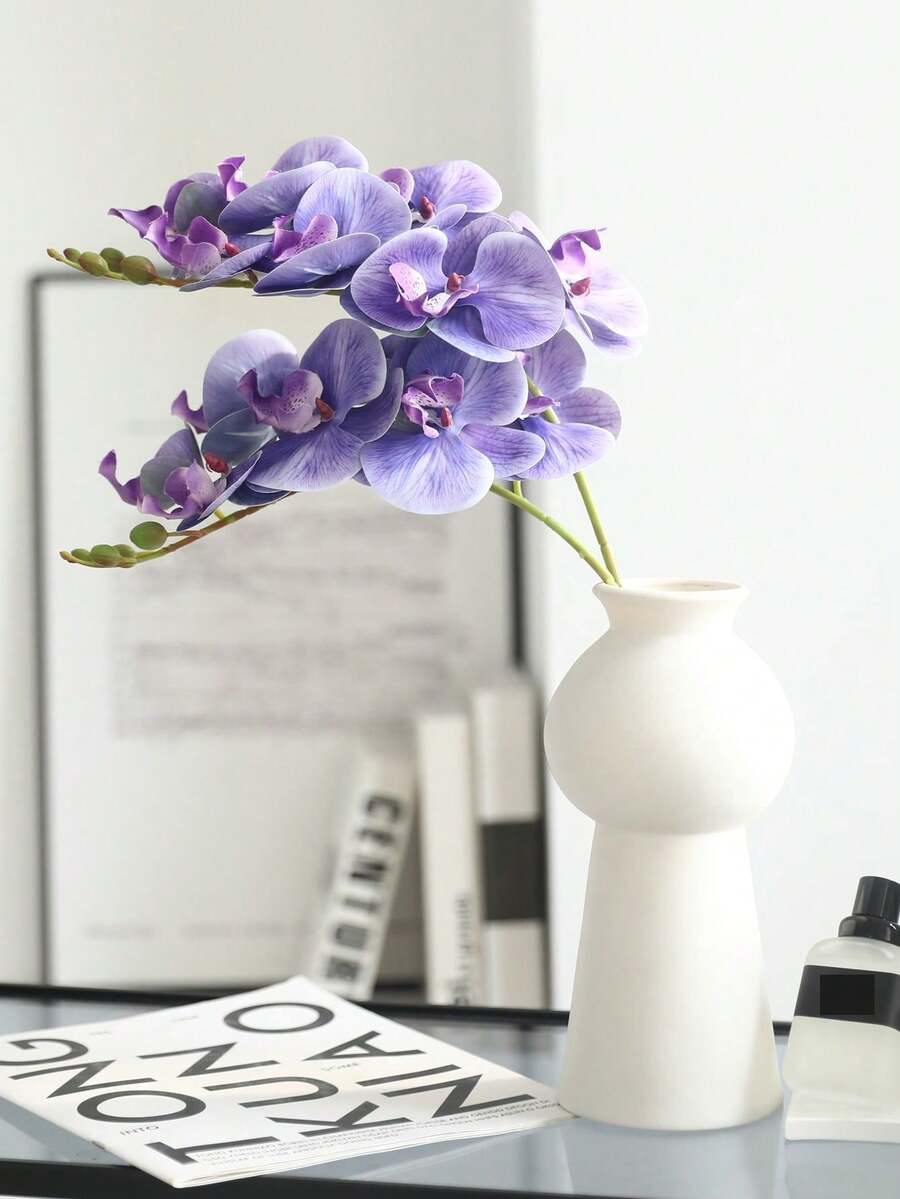 1pc New Butterfly Orchid Artificial Flower With Film Texture, Home Living Room Dining Table Floral Decor, Fake Orchid Flower - Multicolor - View 1