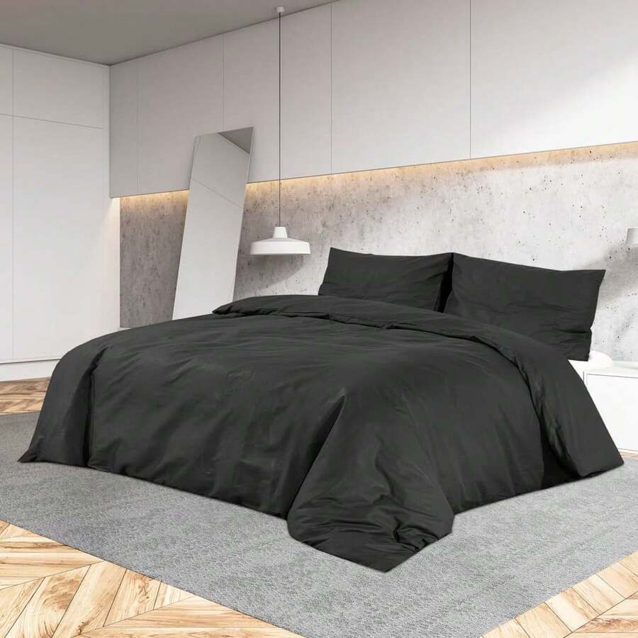 Set copripiumino Larryhot Nero 220x240 cm Microfibra leggera, bella e pratica - nero - Visualizzare 1