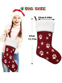 Custom Large Christmas Stocking Gift Bag, Santa Claus Snowman Candy Gift Stocking, Tree Decorations, Family Holiday Christmas Party Decorations, Holiday Gift Storage, Christmas - Multicolor - View 6