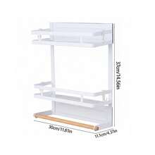 Living And Home 2/3 Tiers No Punching Magnetic Metal Fridge Storage Rack Kitchen Organiser,Fridge Spice Rack, Magnetic Shelf With Paper Towel Holder,Kitchen Refrigerator Storage Rack - White - View 12