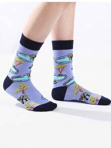 1/2/4/5/6/8 Pairs Women Animal Pattern Interesting & Comfortable Mid-Calf Socks - Multicolor - View 7