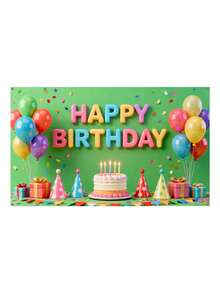 1pc Happy Birthday Backdrop With English Letters Decoration Hanging Cloth Party Decor Prop