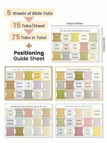 Bible Tabs Women And Men 75 Tabs,Bible Tabs, Pink Bible Tabs,Bible Book Tabs,Bible Tabs Study Bible, Bible Index Tabs,Bible Study Supplies Halloween Gifts Multicolor E - 多色E - 查看 4