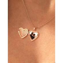 U7 Women Locket Necklace Platinum 14K Gold Photo Lockets That Hold Picture,Chain 20 Inch Person.Alized Gift Custom Love Heart Image Necklaces{Inchcolor_nameinch:Inch02#RoseGold*FlowerGraininch} - 02#RoseGold*花紋 - 查看 8