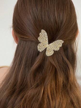 1 Peça Clipe de Mola Metálico de Borboleta, Clipe de Mola Estrela-do-mar, Clipe Lateral Geométrico, Clipe de Cabelo Metálico Retrô, Presilhas de Garra, Grampo de Cabelo, Barras de Cabelo