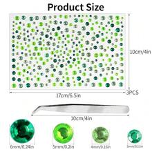 975Pcs Face Gems Hair Gems, Self-Adhesive Face Jewels Eye Jewels Rhinestones 3/4/5/6 Mm DIY Face Gems Stick On, Hair Body Rhinestones Gems Crystals Pearls For Face Makeup, Crafts (Gem_mixedgreen){Inchcolor_nameinch:Inchgem_mixedgreeninch} - gem_mixedgreen - 查看 3