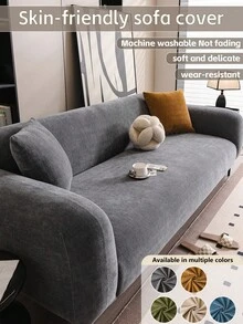 1pc Minimalist Chenille Anti-Cat Scratch Sofa Cover, Full Wrap-Around, All Season, Anti-Tear