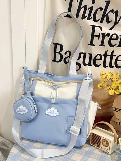 حقيبة ظهر ذات كتف واحد جميلة للفتيات، حقيبة يد سعة كبيرة، حقيبة كتب لطالبات المدارس المتوسطة والثانوية