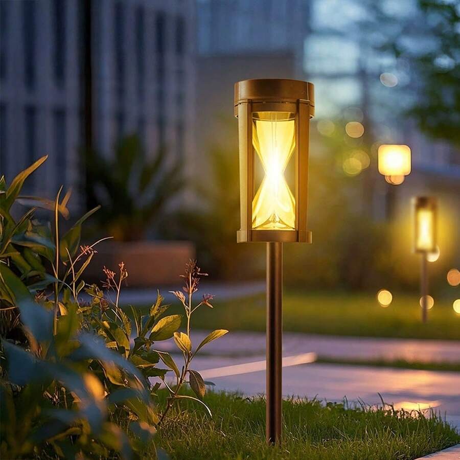1 Box Solar Powered Tungsten Filament In-Ground Lights, Outdoor Waterproof Garden Landscape Lights - Black - View 1