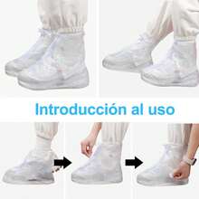 Cubre Zapatos Impermeable, Protector Lluvia para Hombre y Mujer, Cubiertas para Zapatos Plegable, Antideslizante y Reutilizable, Funda para Botas de Lluvia para Aceite Barro Lluvia Nieve - ‎Blanco - Ver 6