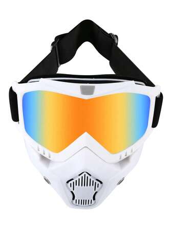1pc Motorcycle Goggles Helmet Riding Glasses With Face Mask