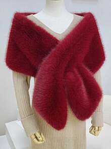 1pc Women Fluffy Cape, Versatile Autumn/Winter Shawl For Stage, Evening Gown, Wedding Dress - Style a - View 16