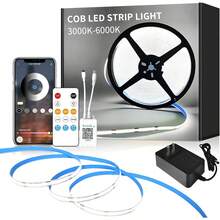 Tira Led de 5M, Luz COB 24V, Luz LED flexible cortable, Adecuado para Sala de Estar, Cocina, Armario, Dormitorio,, Escaleras, Etc (5 Cálido) - 10M Blanco - Ver 11