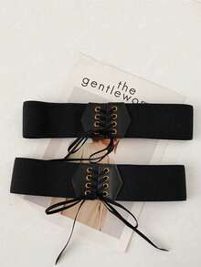 1 件女士街头风格黑色文艺复兴配饰时尚可调节抽绳宽腰带，适合万圣节派对或日常穿着 - 黑色 - 查看 2