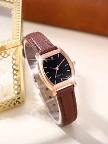 一套母亲节女士手表套装，时尚优雅的圆形石英表，搭配心形吊坠项链、耳环、戒指和手链。这套首饰套装适合日常佩戴、生日礼物、返校季、感恩节和浪漫场合，是最佳选择（不含礼盒）。 - 棕色 - 查看 4