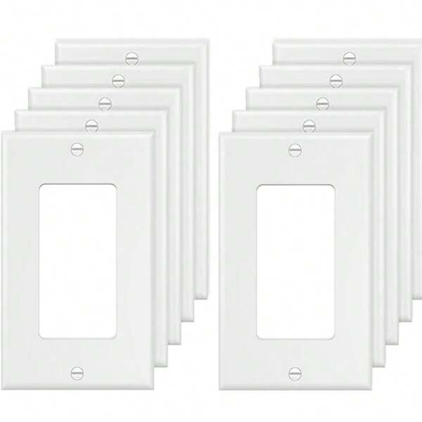 10 piezas Placa de pared Decora de 1 gang, adecuada para interruptores de luz, interruptores inteligentes, tomas, reguladores, tomas USB, GFCI, color blanco