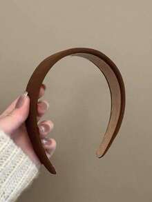 1pc Vintage Soft Sponge Headband, Solid White And Brown Color, Elegant High-End Fashion Hair Accessories, Suitable For Daily Wear, Washing Face, Showering, Matching Outfits, For Women, Hair Band, Hair Hoop, Autumn  Plain    Casual    Polyester    None - 白色 - 查看 3