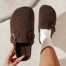 1 Pair Women's Slip-On Fashion Versatile Slippers, Indoor/Outdoor Casual Warm House Slippers - Coffee Brown - View 5