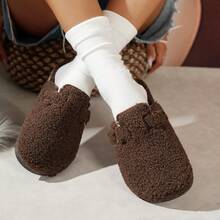 1 Pair Women's Slip-On Fashion Versatile Slippers, Indoor/Outdoor Casual Warm House Slippers - Coffee Brown - View 4