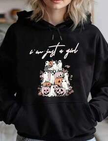 Women'S Casual 360g Hoodie With Very Demure Very Minded Very Cute Print, Pink Bow & Floral Design, Drawstring, Pocket, Long Sve, Fall Winter Fashion, Casual Wear Hoodiehalloween Costumes Birthday Outfit For Women Halloween Clothes 380g Heavy-Duty Hoodie2025 - Black 8 - View 8