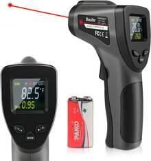 Termometro Infrarojo, Pistola de Temperatura Láser Digital Sin Contacto, -58 ℉   ~ 1022 ℉   (-50 ℃   ~ 550 ℃ ), Emisividad Ajustable, con Pantalla LCD para Cocina, BBQ, Congelador, etc. - Negro - Ver 4