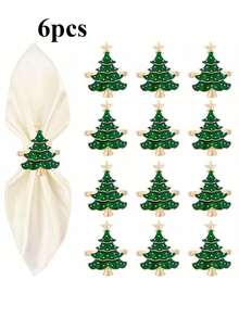 2-50pcs Elegant Christmas Tree Napkin Rings, Green Christmas Tree Napkin Rings, Suitable For Birthday, Farmhouse, Wedding, Halloween, Thanksgiving, Easter And Other Occasions - Perfect For Self-Service Table Decoration - Multicolor - View 26
