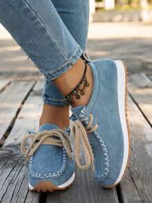 Women's Slip-On Loafers - Blue - View 1