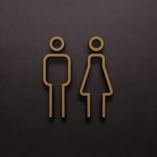 3D Acrylic Bathroom Sign, Unisex - Black And Gold, Easy-To-Install Door Sticker For Hotels And B&Bs - 金色的 - 查看 4