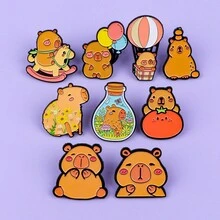 10/20件琺瑯徽章別針，多款隨機圖案，包含植物、動物、水果，適用於背包、衣物、帽子裝飾、居家裝飾、節日派對用品、派對配件、拍照道具 - 彩色 - 查看 9