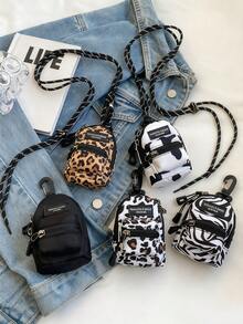 1个零钱包迷你包，挂包，斑马纹、豹纹、奶牛纹、樱桃雏菊图案，背包挂件，女士钱包迷你钱包，零钱包，圣诞节礼物，女士礼物，圣诞袜填充物 - 彩色 - 查看 7