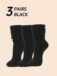 三双装女士袜子，黑、白、红三色可选，适合返校、健身、搭配睡裤穿着，简约时尚，休闲舒适，柔软透气，吸湿排汗，秋季必备，温暖保暖。