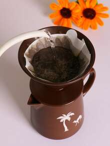 1 Juego de Tetera de Café con Patrón de Camello Cerámico Vintage, Olla de Cerámica Hecha a Mano para Compartir, Cafetera de Goteo con Filtro de Café Reutilizable