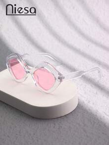 NIESA 1副不对称、前卫、高端休闲女士百搭眼镜，聚碳酸酯（PC）材质，四季皆宜的时尚眼镜 - 彩色 - 查看 6