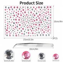 975Pcs Face & Eye Gems -Self Adhesive Rhinestones, 3/4/5/6 Mm DIY Face & Body Gems, Craft Pearls (White+Pink){Inchcolor_nameinch:InchGem_white+Pinkinch} - 寶石白色+粉紅色 - 查看 3