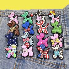 16PCS/SET, Plastic, Striped Star Bow Hat Pink Blue Green Plaid Multi Style Balloon Dog Series Pattern Pins, Suitable For Backpack Collar Handmade Decorative Accessories, Perfect For Christmas Gifts