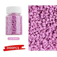 1000 piezas de cuentas Perler de 2.6mm de color púrpura en un frasco recargable pequeño, ligero y portátil, adecuado para accesorios DIY y decoración de manualidades