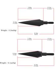 10件套户外狩猎射箭用品，弓箭配件，包括柳叶形和三面形箭头，适用于可互换箭杆、反曲弓和复合弓配件 - 黑色 - 查看 2