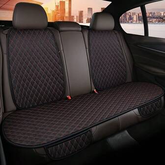 3pcs Car Seat Cushion, Comfortable Summer Linen Texture, Small Diamond Pattern Car Seat Pad, No Binding, Breathable, Fit For Rear 3 Seats With Backrest, Four Seasons Rear Seat Pad, Suitable For Sedan, MPV, SUV, Truck, RV