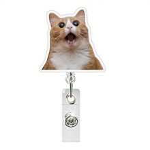1pc Retractable Cat Face Badge Reel, Cute Nurse, Doctor, Office ID Card Holder - Durable Acrylic Pet Style Accessory, Suitable For Cat Lovers, Women ID Card Holder, Cute ID Card Case, Office, Nurse Badge, Mental Health, Office Pass Holder, Nurse Badge