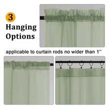Green Valances For Windows, Small Light Filtering Rod Pocket Cafe Valance Curtains, Soft Sheer Curtain For BathroomBasement, 42Wx14L Inch, 2 - Multicolor 151 - View 3