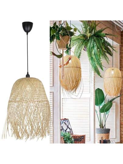 Alpinaluz Natural Wicker Hang Lamp "MIKA" Ø39cm made Fringes, E27