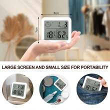 GuDoQi 2 Unidades Termómetro Higrómetro Digital con Reloj, Monitor de Humedad de Temperatura Interior y Exterior, Pantalla LCD, Interruptor ℃   y ℉ , Adecuado para Hogar, Oficina, Habitación del Bebé - 1 - Ver 2