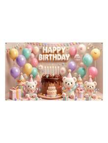 1pc Happy Birthday Backdrop With English Letters Decoration Hanging Cloth Party Decor Prop
