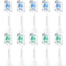 Replacement Toothbrush Heads Compatible With Philips Sonicare, Brush Heads For Sonicare C2 Plaque Control Protective Clean 4100 5100 6100 Electric Toothbrush White&Blue, 10-Pack{Inchcolor_nameinch:Inch10PackWhite&Blueinch} - Gói 10 cáiTrắng & xanh - Xem 1