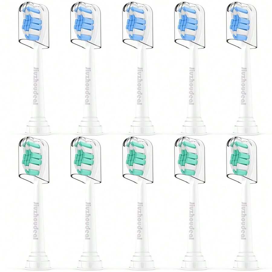 Replacement Toothbrush Heads Compatible With Philips Sonicare, Brush Heads For Sonicare C2 Plaque Control Protective Clean 4100 5100 6100 Electric Toothbrush White&Blue, 10-Pack{Inchcolor_nameinch:Inch10PackWhite&Blueinch} - Gói 10 cáiTrắng & xanh - Xem 1