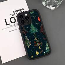 Funda de teléfono nueva con sensación espacial, diseño de árbol de Navidad, adecuada para iPhone 16 15 14 13 12 11 Pro Max Plus 8 7SE2 SE3 XS XR y otros teléfonos inteligentes, funda suave negra con absorción de impactos - Negro - Ver 9