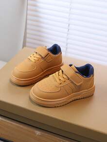 1双儿童休闲运动鞋，秋季新款女童软底白色鞋，幼儿时尚魔术贴防滑平底鞋，女童日常户外运动鞋 - 黃色 - 查看 3