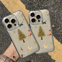 Funda para iPhone Nueva Funda Protectora Personalizada Ins para iPhone 17/16/15/14/13/12 11 Xsmax 11Promax 13Pro 14Pro 15Pro 16Pro 17Pro/17Promax 17Air/16Promax 15Promax 14Promax 13Promax/Xsmax Xr Xs 7Plus/6Plus/7/8/6/16E Funda de Moda Simple Todo Incluido Transparente Funda Protectora Linda Estrella Hombre Árbol de Navidad Funda para iPhone, Funda Daisy, Funda Realme G, Honor Xa, Cubierta Práctica - Colores mixtos - Ver 11